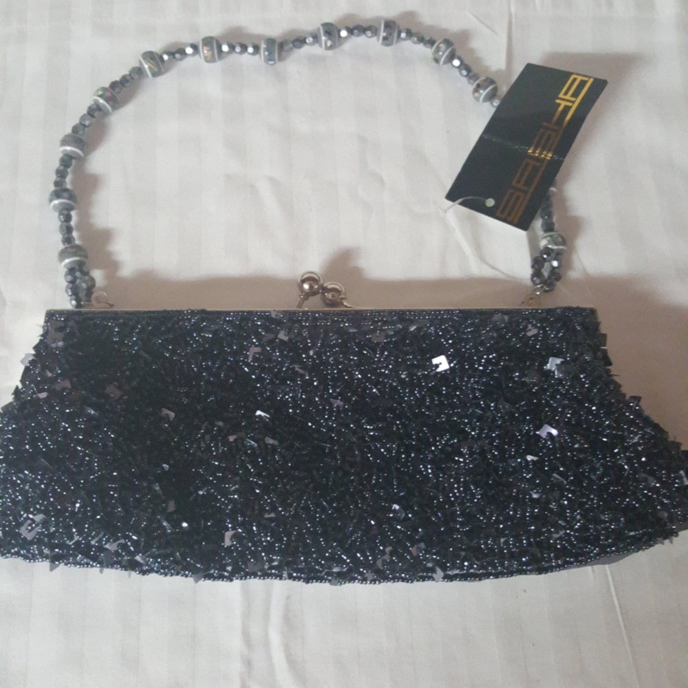 Sasha new evening bag blue/gray w tags beaded w bling